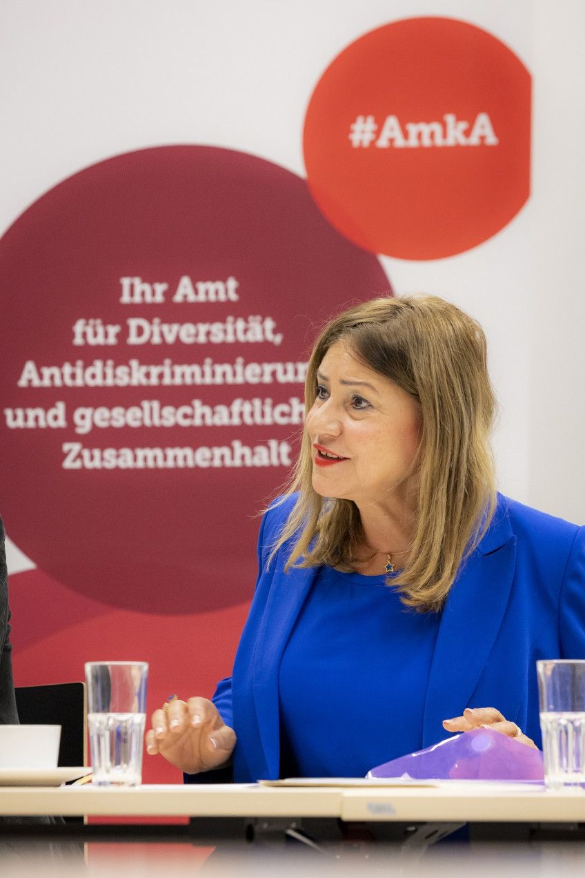 ürgermeisterin Eskandari-Grünberg bei der Pressekonferenz zur Eröffnung des neuen FWIC. (© Mara Monetti)