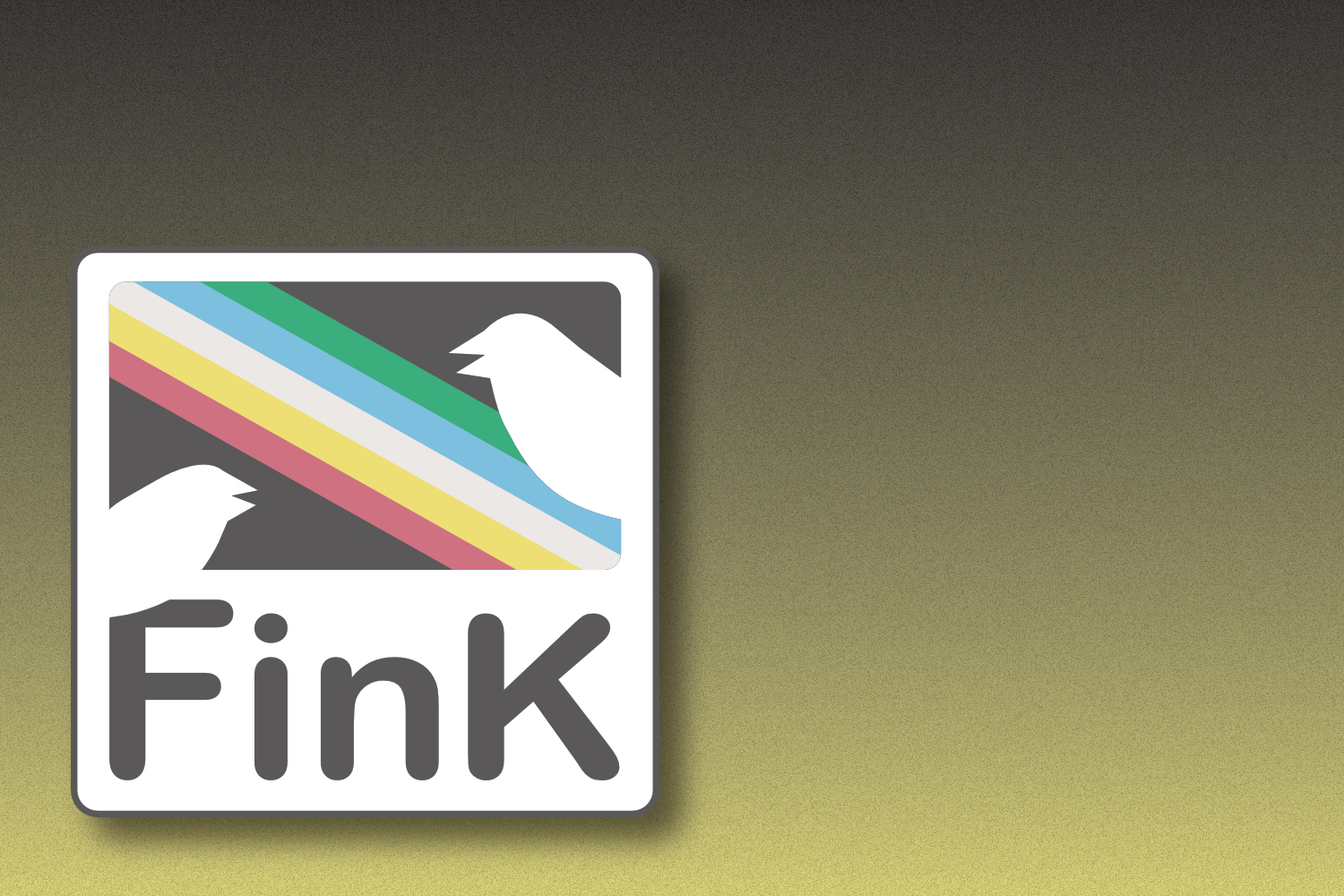 Logo Fink (© Jona Neugebuer) Logo der Reihe "Fink" mit Farbstreifen in Regenbogenfarben und zwei Vögeln darauf